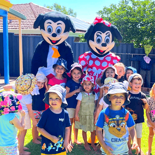 Kids mascots visiting day care